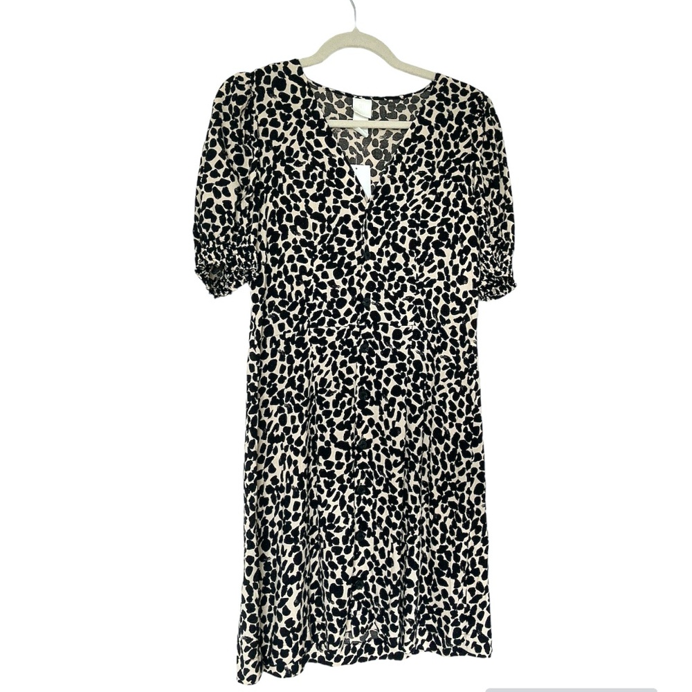 H&M Animal Print Short Sleeve Midi Women's Dress Size S